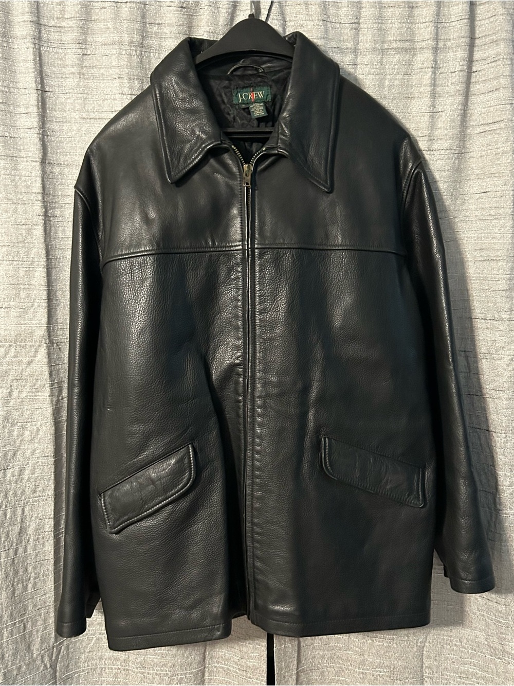 Vintage J.Crew Oarsman Leather Bomber Jacket Men’s XL Black 100% Leather 90s